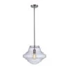 1-Light Brushed Nickel Schoolhouse Hanging Ktichen Pendant Light with Clear Glass Shade by Bel Air Lighting -GlowNest Shop brushed nickel bel air lighting chandeliers pnd 2151 64 1000