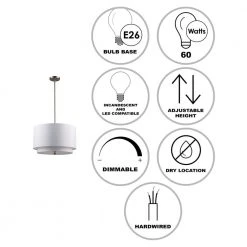 Schiffer 18 in. 3-Light Brushed Nickel Modern Hanging Kitchen Pendant Light with Ivory Shade by Bel Air Lighting 14 Schiffer 18 in. 3-Light Brushed Nickel Modern Hanging Kitchen Pendant Light with Ivory Shade by Bel Air Lighting -GlowNest Shop brushed nickel bel air lighting chandeliers pnd 802 iv 40 1000