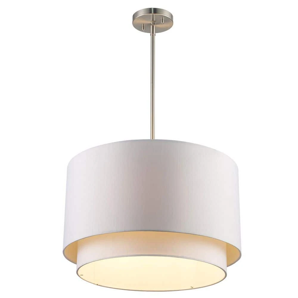 Schiffer 18 in. 3-Light Brushed Nickel Modern Hanging Kitchen Pendant Light with Ivory Shade by Bel Air Lighting 9 Schiffer 18 in. 3-Light Brushed Nickel Modern Hanging Kitchen Pendant Light with Ivory Shade by Bel Air Lighting - Image 7