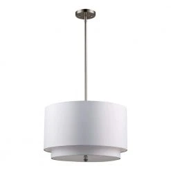 Schiffer 18 in. 3-Light Brushed Nickel Modern Hanging Kitchen Pendant Light with Ivory Shade by Bel Air Lighting