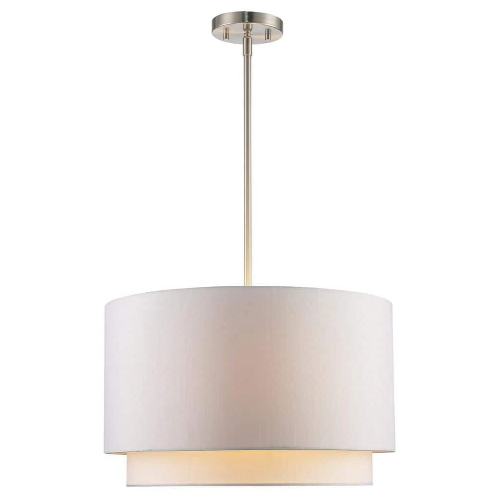 Schiffer 18 in. 3-Light Brushed Nickel Modern Hanging Kitchen Pendant Light with Ivory Shade by Bel Air Lighting 8 Schiffer 18 in. 3-Light Brushed Nickel Modern Hanging Kitchen Pendant Light with Ivory Shade by Bel Air Lighting - Image 6