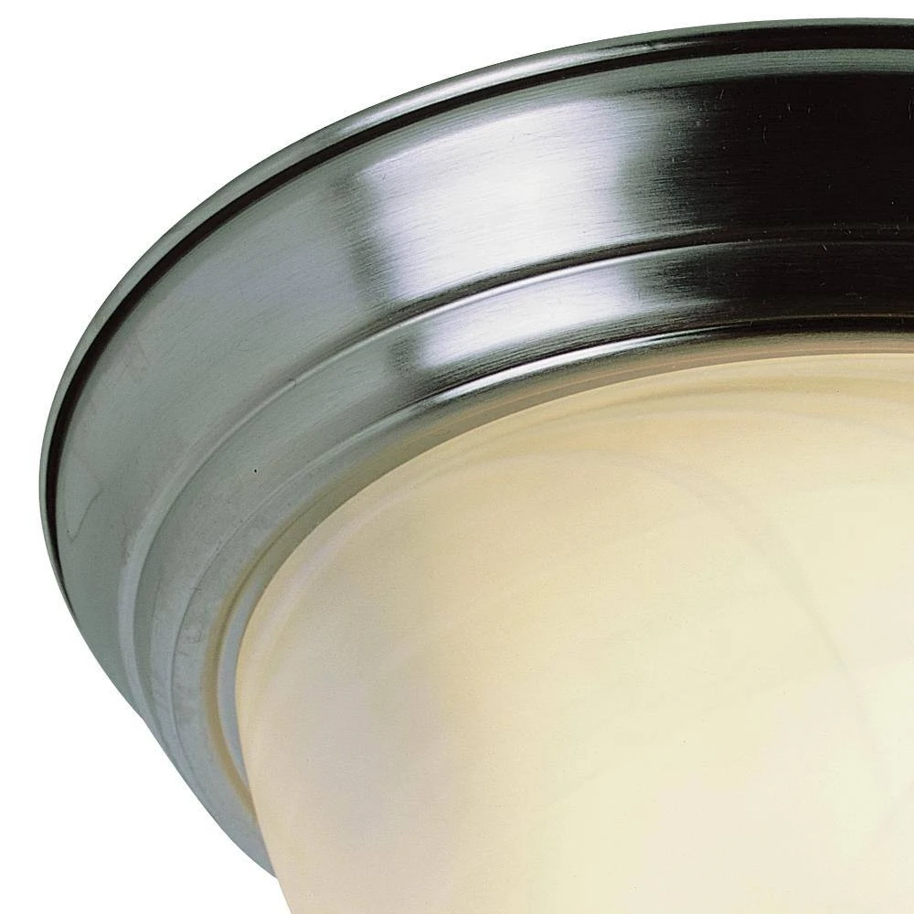 Browns 11 in. 2-Light Brushed Nickel Flush Mount Kitchen Ceiling Light Fixture with White Marbleized Glass Shade by Bel Air Lighting 7 Browns 11 in. 2-Light Brushed Nickel Flush Mount Kitchen Ceiling Light Fixture with White Marbleized Glass Shade by Bel Air Lighting - Image 5