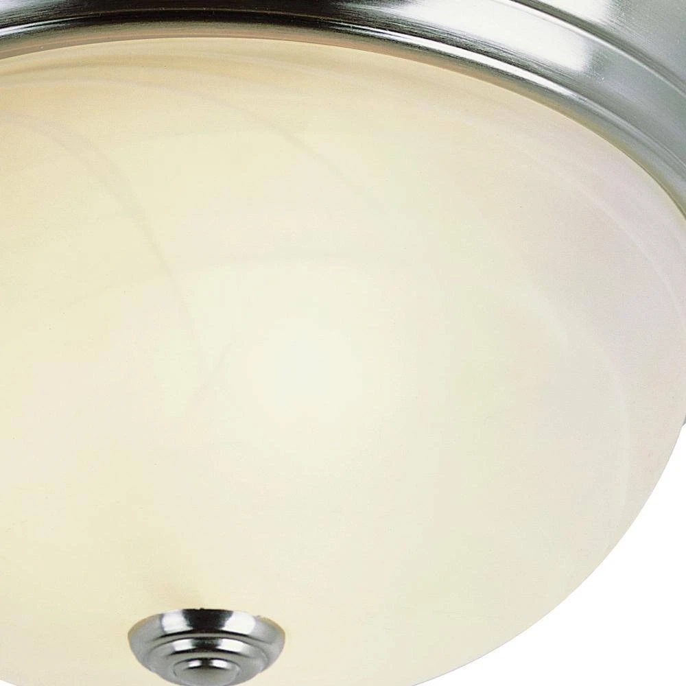 Browns 11 in. 2-Light Brushed Nickel Flush Mount Kitchen Ceiling Light Fixture with White Marbleized Glass Shade by Bel Air Lighting 6 Browns 11 in. 2-Light Brushed Nickel Flush Mount Kitchen Ceiling Light Fixture with White Marbleized Glass Shade by Bel Air Lighting - Image 4