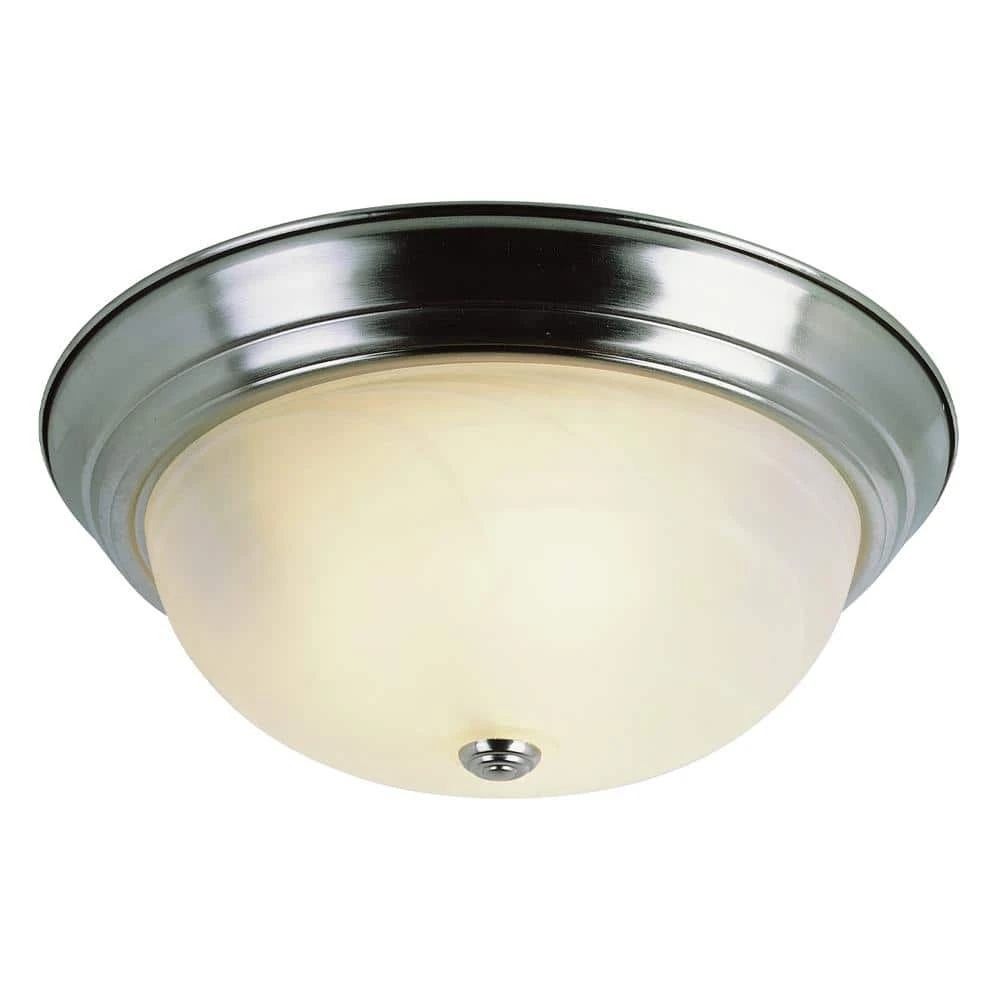 Browns 15 in. 3-Light Brushed Nickel Flush Mount Kitchen Ceiling Light Fixture with White Marbleized Glass Shade by Bel Air Lighting 3 Browns 15 in. 3-Light Brushed Nickel Flush Mount Kitchen Ceiling Light Fixture with White Marbleized Glass Shade by Bel Air Lighting