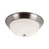 Bowers 11 in. 2-Light Brushed Nickel Flush Mount Kitchen Ceiling Light Fixture with Frosted Glass Shade by Bel Air Lighting -GlowNest Shop brushed nickel bel air lighting flush mount lights 13717 bn 64 1000