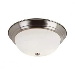 Bowers 11 in. 2-Light Brushed Nickel Flush Mount Kitchen Ceiling Light Fixture with Frosted Glass Shade by Bel Air Lighting
