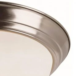 Bowers 11 in. 2-Light Brushed Nickel Flush Mount Kitchen Ceiling Light Fixture with Frosted Glass Shade by Bel Air Lighting -GlowNest Shop brushed nickel bel air lighting flush mount lights 13717 bn c3 1000