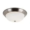 Bowers 13 in. 2-Light Brushed Nickel Flush Mount Kitchen Ceiling Light Fixture with Frosted Glass Shade by Bel Air Lighting -GlowNest Shop brushed nickel bel air lighting flush mount lights 13718 bn 64 1000