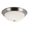 Bowers 15 in. 3-Light Brushed Nickel Flush Mount Kitchen Ceiling Light Fixture with Frosted Glass Shade by Bel Air Lighting