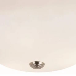 Bowers 15 in. 3-Light Brushed Nickel Flush Mount Kitchen Ceiling Light Fixture with Frosted Glass Shade by Bel Air Lighting -GlowNest Shop brushed nickel bel air lighting flush mount lights 13719 bn c3 1000