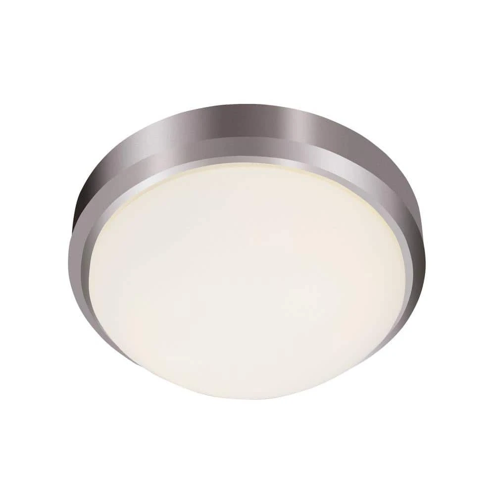 Bliss 13 in. 1-Light Brushed Nickel Flush Mount Kitchen Ceiling Light Fixture with Frosted Shade by Bel Air Lighting 3 Bliss 13 in. 1-Light Brushed Nickel Flush Mount Kitchen Ceiling Light Fixture with Frosted Shade by Bel Air Lighting