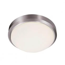 Bliss 15 in. 3-Light Brushed Nickel Flush Mount Kitchen Ceiling Light Fixture with Frosted Shade by Bel Air Lighting
