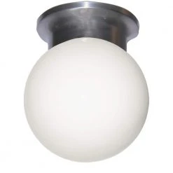 Dash 6 in. 1-Light Brushed Nickel Flush Mount Kitchen Ceiling Light Fixture with Opal Glass by Bel Air Lighting