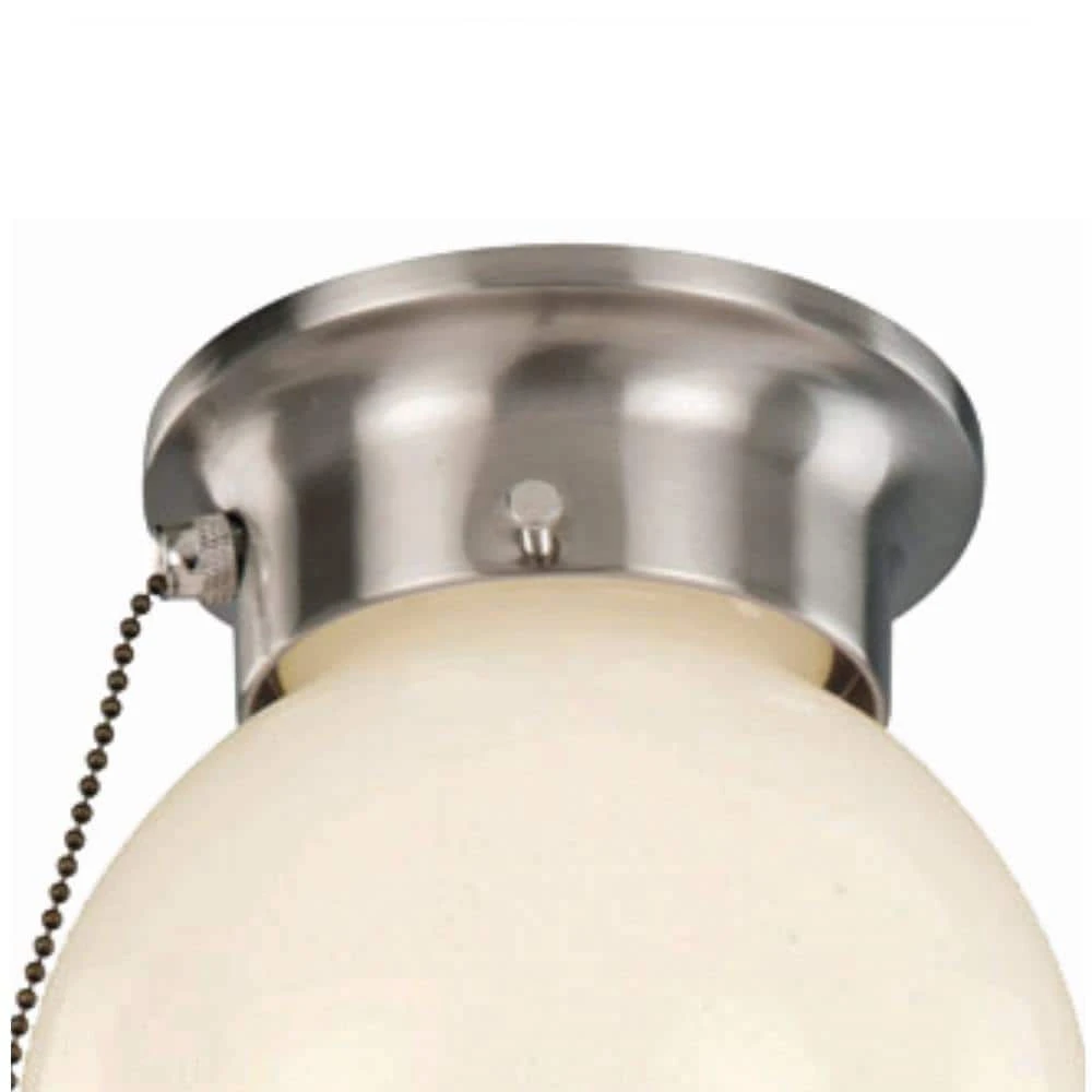 Dash 6 in. 1-Light Brushed Nickel Flush Mount Kitchen Ceiling Light Fixture with Opal Glass and Pull Chain by Bel Air Lighting 5 Dash 6 in. 1-Light Brushed Nickel Flush Mount Kitchen Ceiling Light Fixture with Opal Glass and Pull Chain by Bel Air Lighting - Image 3