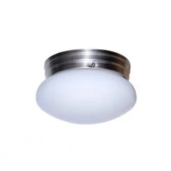 Dash 8 in. 1-Light Brushed Nickel Flush Mount Kitchen Ceiling Light Fixture with Opal Glass by Bel Air Lighting