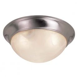 Athena 16 in. 3-Light Brushed Nickel Flush Mount Kitchen Ceiling Light Fixture with Marbleized Glass Shade by Bel Air Lighting