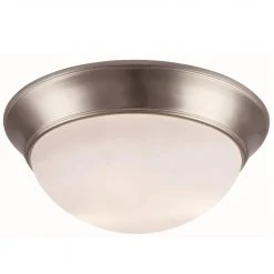 Bolton 16 in. 3-Light Brushed Nickel Flush Mount Kitchen Ceiling Light Fixture with Frosted Glass Shade by Bel Air Lighting