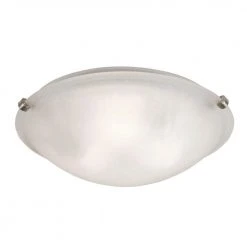 Constellation 16 in. 3-Light Brushed Nickel Flush Mount Kitchen Ceiling Light Fixture with Linen Glass Shade by Bel Air Lighting