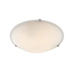 15 in. 3-Light Brushed Nickel Flush Mount Kitchen Ceiling Light Fixture with Marbleized Glass Shade by Bel Air Lighting