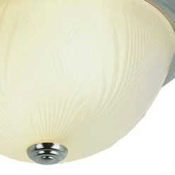 Del Mar 15 in. 3-Light Brushed Nickel Flush Mount Kitchen Ceiling Light Fixture with Frosted Leaf Pattern Glass Shade by Bel Air Lighting -GlowNest Shop brushed nickel bel air lighting flush mount lights 58802 bn c3 1000