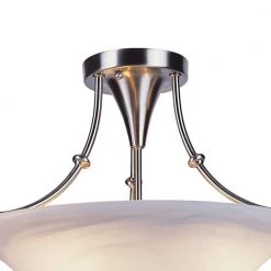 Perkins 18 in. 3-Light Brushed Nickel Semi Flush Mount Kitchen Ceiling Light Fixture with Marbleized Glass Shade by Bel Air Lighting -GlowNest Shop brushed nickel bel air lighting flush mount lights 6540 bn c3 1000