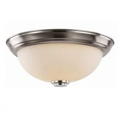 Mod Pod 15 in. 3-Light Brushed Nickel Flush Mount Kitchen Ceiling Light Fixture with Frosted Glass Shade by Bel Air Lighting