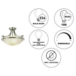 Vitalian 21 in. 3-Light Brushed Nickel Semi Flush Mount Kitchen Ceiling Light Fixture with Marbleized Glass Shade by Bel Air Lighting -GlowNest Shop brushed nickel bel air lighting flush mount lights 8172 bn 40 1000