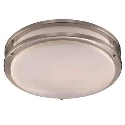 Barnes 17 in. 42-Watt Brushed Nickel Integrated LED Flush Mount Kitchen Ceiling Light Fixture with White Acrylic Shade by Bel Air Lighting