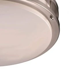 Barnes 9.5 in. 1-Light Brushed Nickel CFL Flush Mount Kitchen Ceiling Light Fixture with White Acrylic Shade by Bel Air Lighting -GlowNest Shop brushed nickel bel air lighting flush mount lights pl 10260 bn 4f 1000