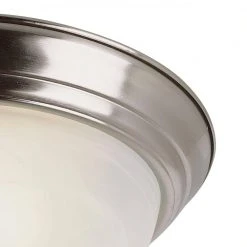 Browns 13 in. 2-Light Brushed Nickel CFL Flush Mount Kitchen Ceiling Light Fixture with White Marbleized Glass Shade by Bel Air Lighting -GlowNest Shop brushed nickel bel air lighting flush mount lights pl 13618 bn 4f 1000