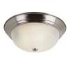 Browns 13 in. 2-Light Brushed Nickel CFL Flush Mount Kitchen Ceiling Light Fixture with White Marbleized Glass Shade by Bel Air Lighting -GlowNest Shop brushed nickel bel air lighting flush mount lights pl 13618 bn 64 1000