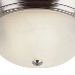 Browns 13 in. 2-Light Brushed Nickel CFL Flush Mount Kitchen Ceiling Light Fixture with White Marbleized Glass Shade by Bel Air Lighting -GlowNest Shop brushed nickel bel air lighting flush mount lights pl 13618 bn c3 1000