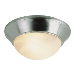 Athena 12 in. 1-Light Brushed Nickel CFL Flush Mount Kitchen Ceiling Light Fixture with Marbleized Glass Shade by Bel Air Lighting