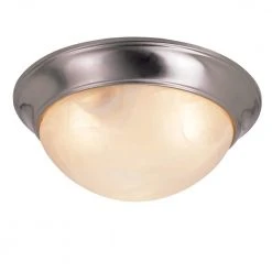 Athena 16 in. 3-Light Brushed Nickel CFL Flush Mount Kitchen Ceiling Light Fixture with Marbleized Glass Shade by Bel Air Lighting