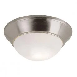 Bolton 12 in. 2-Light Brushed Nickel CFL Flush Mount Kitchen Ceiling Light Fixture with Frosted Glass Shade by Bel Air Lighting
