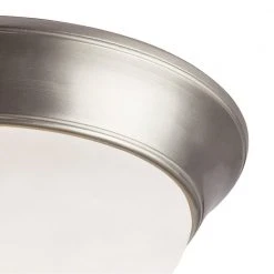 Bolton 14 in. 2-Light Brushed Nickel CFL Flush Mount Kitchen Ceiling Light Fixture with Frosted Glass Shade by Bel Air Lighting -GlowNest Shop brushed nickel bel air lighting flush mount lights pl 57704 bn c3 1000