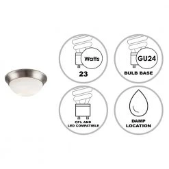 Bolton 14 in. 2-Light Brushed Nickel CFL Flush Mount Kitchen Ceiling Light Fixture with Frosted Glass Shade by Bel Air Lighting -GlowNest Shop brushed nickel bel air lighting flush mount lights pl 57704 bn e1 1000