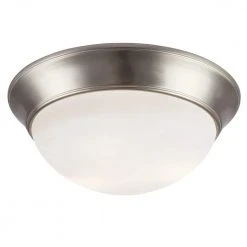 Bolton 16 in. 3-Light Brushed Nickel CFL Flush Mount Kitchen Ceiling Light Fixture with Frosted Glass Shade by Bel Air Lighting