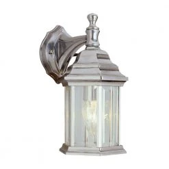 Cumberland 1-Light Brushed Nickel Outdoor Wall Light Coach Lantern with Clear Glass by Bel Air Lighting