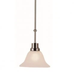 Perkins 1-Light Brushed Nickel Hanging Mini Kitchen Pendant Light with Marbleized Glass Shade by Bel Air Lighting -GlowNest Shop brushed nickel bel air lighting pendant lights 6548 bn c3 1000