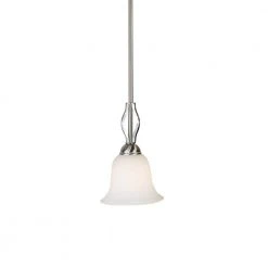 Glasswood 1-Light Brushed Nickel Hanging Mini Kitchen Pendant Light with White Frost Glass Shade by Bel Air Lighting -GlowNest Shop brushed nickel bel air lighting pendant lights 8164 bn c3 1000