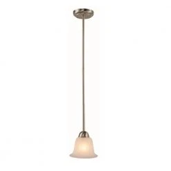 Aspen 1-Light Brushed Nickel Hanging Mini Kitchen Pendant Light with Marbleized Glass Shade by Bel Air Lighting