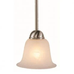Aspen 1-Light Brushed Nickel Hanging Mini Kitchen Pendant Light with Marbleized Glass Shade by Bel Air Lighting -GlowNest Shop brushed nickel bel air lighting pendant lights 9282 bn c3 1000