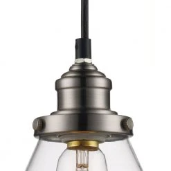 Jenny 1-Light Brushed Nickel Hanging Mini Kitchen Pendant Light with Clear Glass Shade by Bel Air Lighting -GlowNest Shop brushed nickel bel air lighting pendant lights pnd 1079 4f 1000