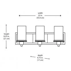 Odyssey 22 in. 3-Light Brushed Nickel Bathroom Vanity Light Fixture with Frosted Inner Glass Shade by Bel Air Lighting -GlowNest Shop brushed nickel bel air lighting vanity lighting 20043 77 1000