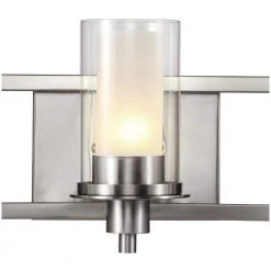 Odyssey 22 in. 3-Light Brushed Nickel Bathroom Vanity Light Fixture with Frosted Inner Glass Shade by Bel Air Lighting -GlowNest Shop brushed nickel bel air lighting vanity lighting 20043 c3 1000