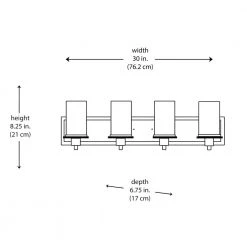 Odyssey 30 in. 4-Light Brushed Nickel Bathroom Vanity Light Fixture with Frosted Inner Glass Shade by Bel Air Lighting -GlowNest Shop brushed nickel bel air lighting vanity lighting 20044 77 1000