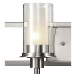 Odyssey 30 in. 4-Light Brushed Nickel Bathroom Vanity Light Fixture with Frosted Inner Glass Shade by Bel Air Lighting -GlowNest Shop brushed nickel bel air lighting vanity lighting 20044 c3 1000