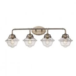 Smith 4-Light Brushed Nickel Bathroom Vanity Light Fixture with Clear Glass Shades by Bel Air Lighting