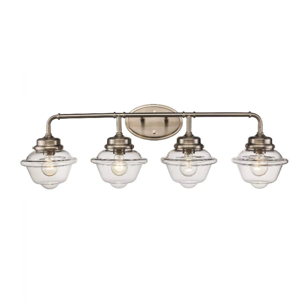 Smith 4-Light Brushed Nickel Bathroom Vanity Light Fixture with Clear Glass Shades by Bel Air Lighting 3 Smith 4-Light Brushed Nickel Bathroom Vanity Light Fixture with Clear Glass Shades by Bel Air Lighting